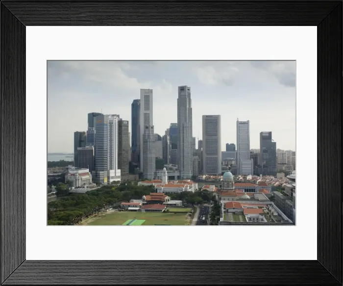 Framed Print : Skyline of the Financial District and the Padang Framed Print : Skyline of the Financial District and the Padang