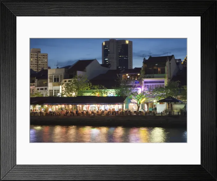 Framed Print : Boat Quay restaurants at dusk Framed Print : Boat Quay restaurants at dusk