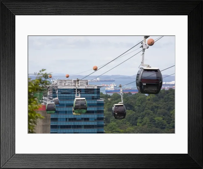 Framed Print : Sentosa Island cable cars approaching Mount Faber Point Framed Print : Sentosa Island cable cars approaching Mount Faber Point