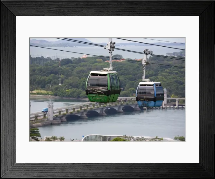 Framed Print : View of Sentosa Island cable car and road bridge across