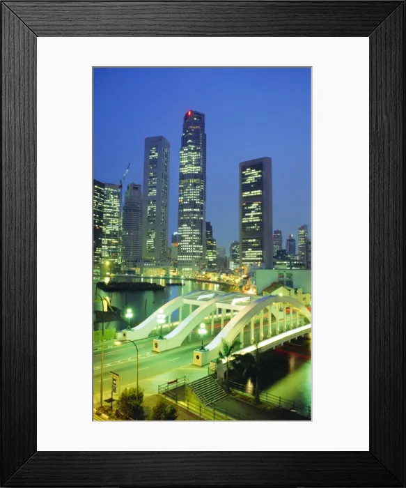 Framed Print : Elgin Bridge and skyline of the financial district Framed Print : Elgin Bridge and skyline of the financial district