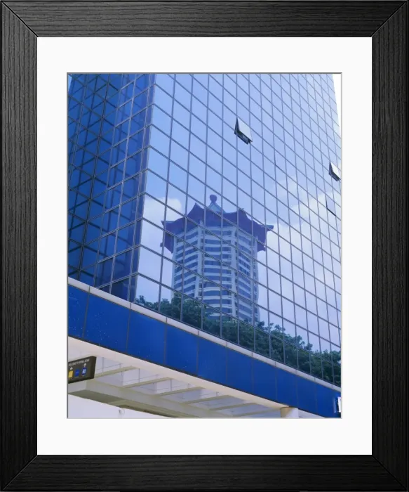 Framed Print : Reflections in a building on Orchard Road Framed Print : Reflections in a building on Orchard Road