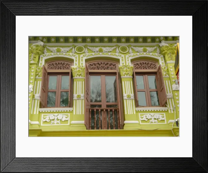 Framed Print : Facade of traditional Singaporean colonial building in Arab Quarter Framed Print : Facade of traditional Singaporean colonial building in Arab Quarter