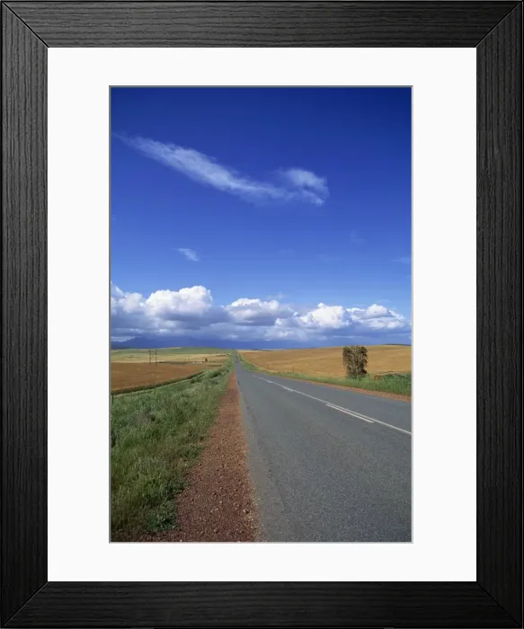 Framed Print : The R319 road leading north east through agricultural Framed Print : The R319 road leading north east through agricultural