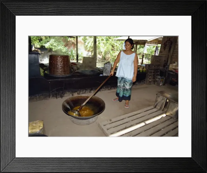 Framed Print : Making sugar syrup from palm oil Framed Print : Making sugar syrup from palm oil