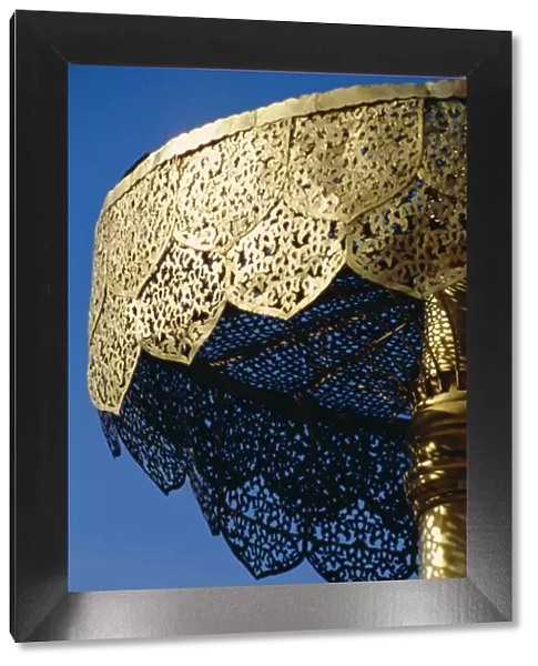 Close-up of a gilded metalwork umbrella