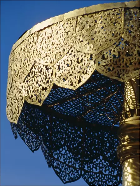 Close-up of a gilded metalwork umbrella