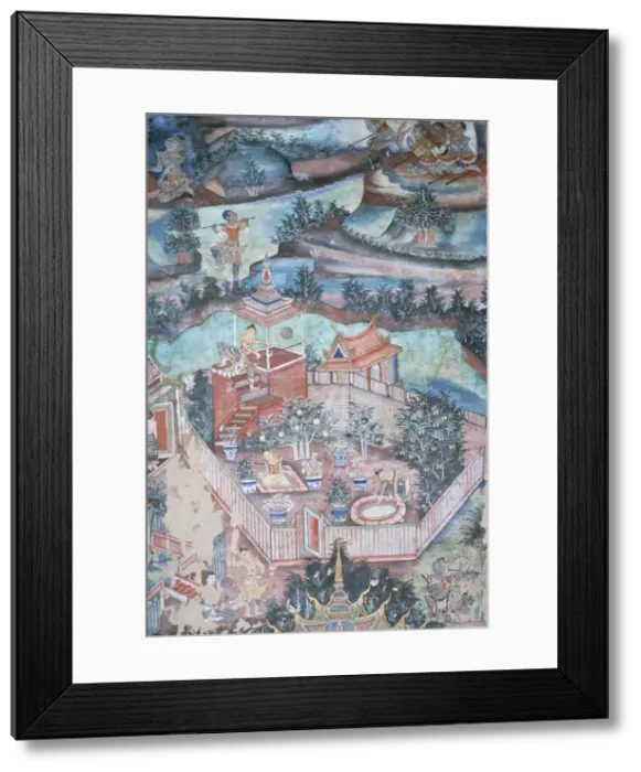Framed Print : 18th century murals inside Lai Kham viharn Framed Print : 18th century murals inside Lai Kham viharn