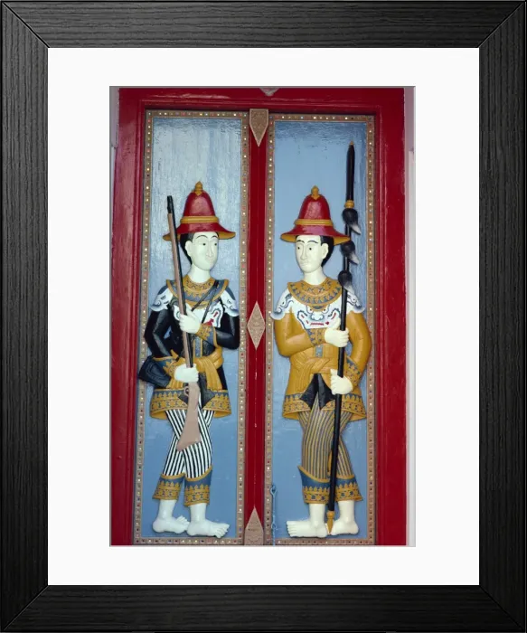 Framed Print : Close-up of figures on the doors of the Emerald Buddha Temple Framed Print : Close-up of figures on the doors of the Emerald Buddha Temple
