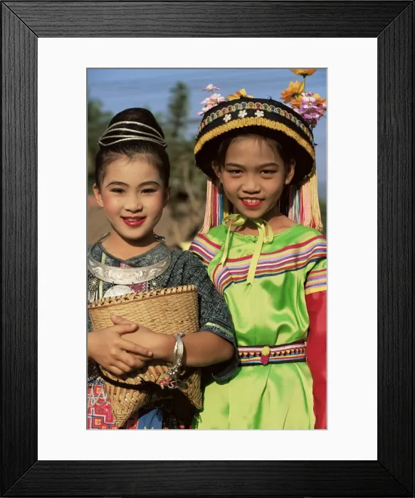 Framed Print : Hmong and Lisu children in traditional dress Framed Print : Hmong and Lisu children in traditional dress