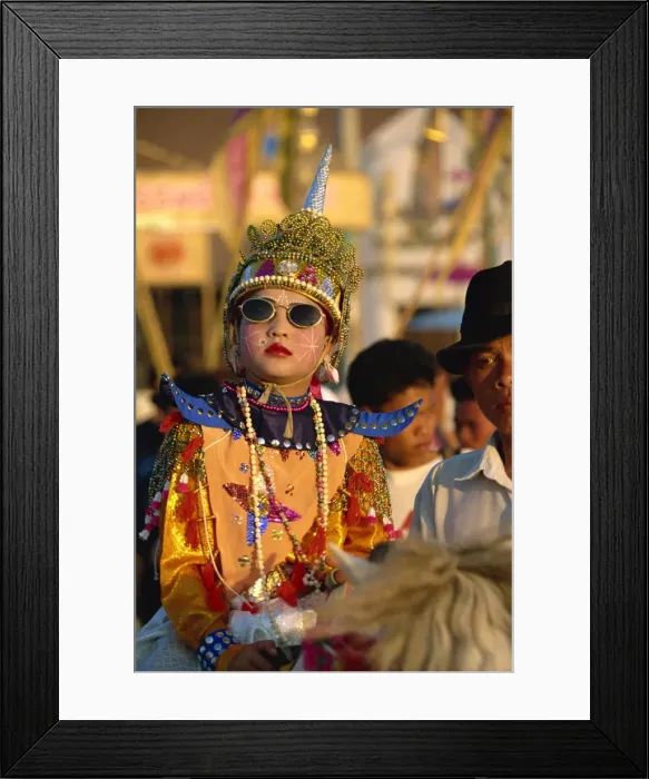 Framed Print : Young child in costume for the Shan folkloric parade Framed Print : Young child in costume for the Shan folkloric parade