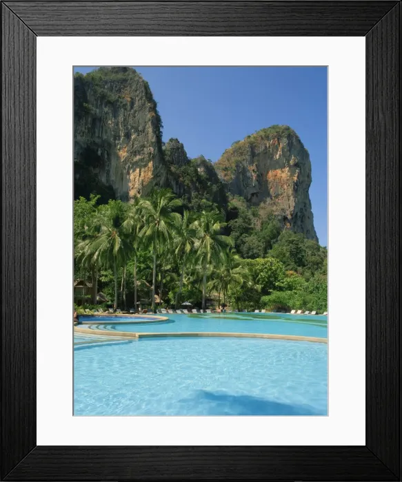 Framed Print : Pool at the Dusit Rayavadee Hotel with limestone rock Framed Print : Pool at the Dusit Rayavadee Hotel with limestone rock