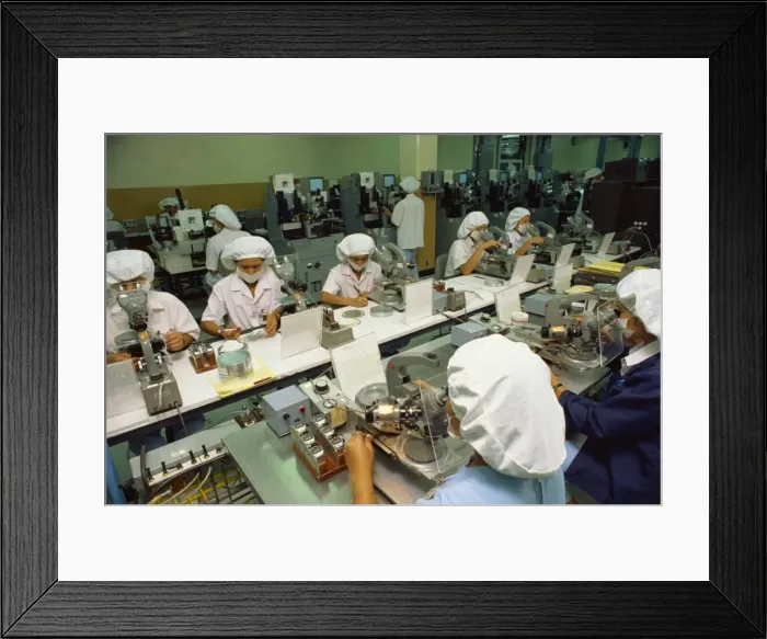 Framed Print : Women working on a production line in the computer Framed Print : Women working on a production line in the computer