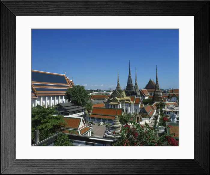 Framed Print : The temple buildings and spires of Wat Po in Bangkok Framed Print : The temple buildings and spires of Wat Po in Bangkok