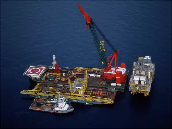 Aerial of the Union oil platform in the Erewan field