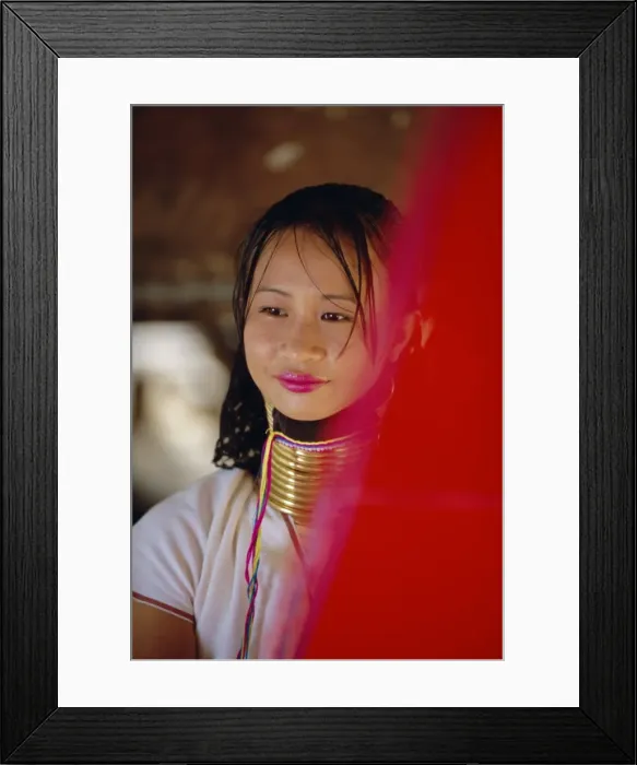Framed Print : Portrait of a long necked Padaung tribe woman Framed Print : Portrait of a long necked Padaung tribe woman