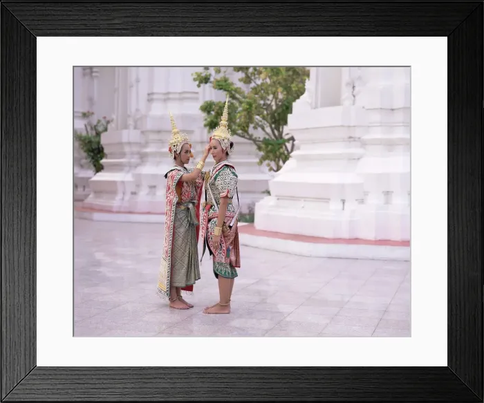 Framed Print : Two dancers in traditional Thai classical dance costume Framed Print : Two dancers in traditional Thai classical dance costume