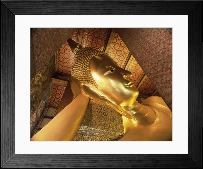 Framed Print : Detail of the head of the 46m long statue of the Reclining Buddha Framed Print : Detail of the head of the 46m long statue of the Reclining Buddha