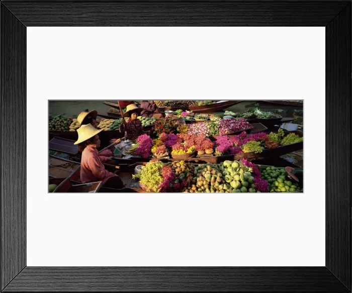 Framed Print : Women market traders in boats laden with fruit and flowers Framed Print : Women market traders in boats laden with fruit and flowers