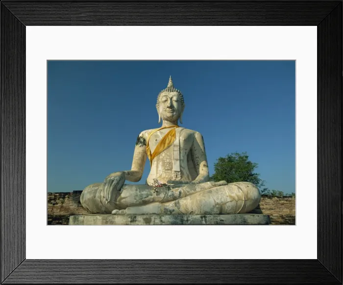 Framed Print : Seated Buddha and ruined chedi Framed Print : Seated Buddha and ruined chedi