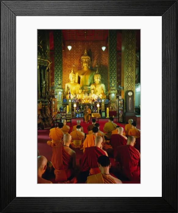 Framed Print : Monks seated inside temple Framed Print : Monks seated inside temple