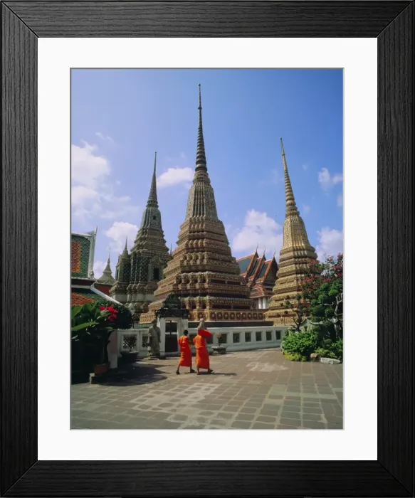 Framed Print : Wat Po and monks Framed Print : Wat Po and monks