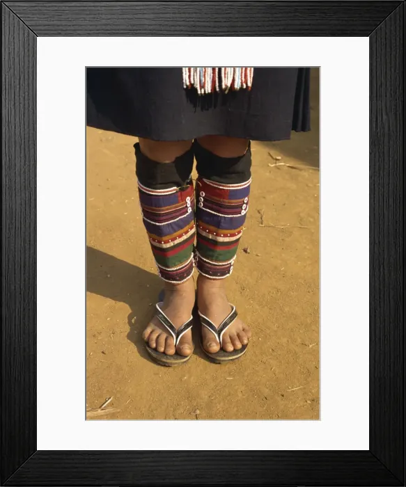 Framed Print : Close-up of legs and feet of a person of the Akha hill Framed Print : Close-up of legs and feet of a person of the Akha hill