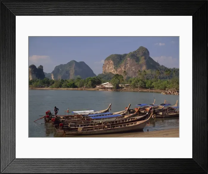 Framed Print : Boats moored on the coast at Krabi Framed Print : Boats moored on the coast at Krabi
