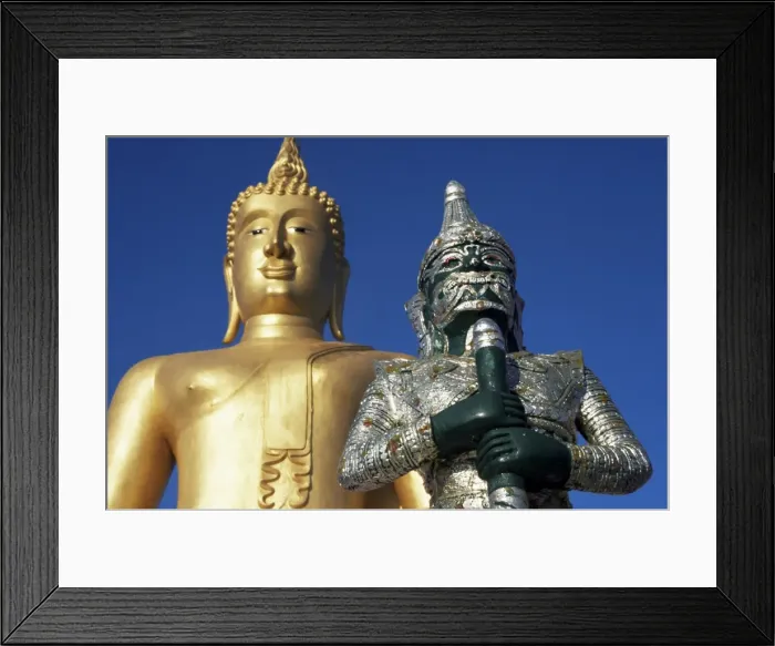 Framed Print : Giant statue of the Buddha and guardian