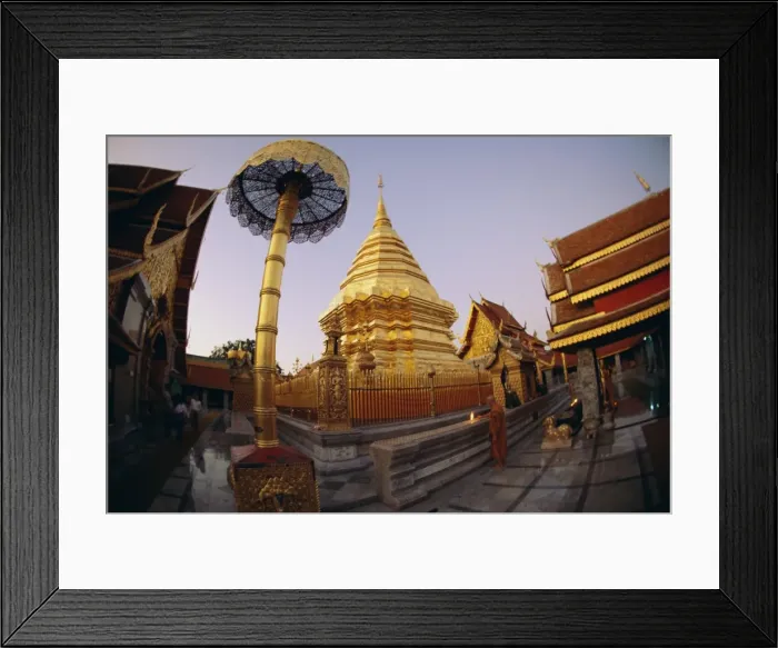 Framed Print : Buddhist temple of Doi Suthep at sunset Framed Print : Buddhist temple of Doi Suthep at sunset