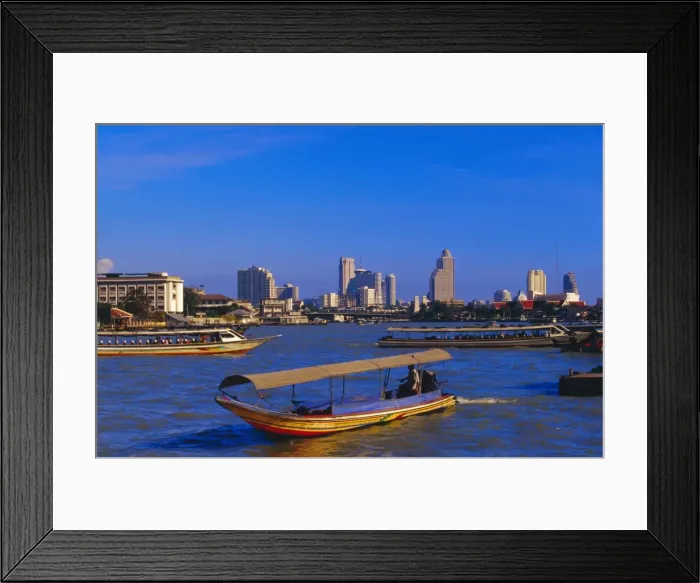 Framed Print : Longtail boat and city skyline Framed Print : Longtail boat and city skyline