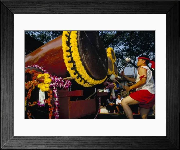 Framed Print : Young Thai man playing drums in parade Framed Print : Young Thai man playing drums in parade