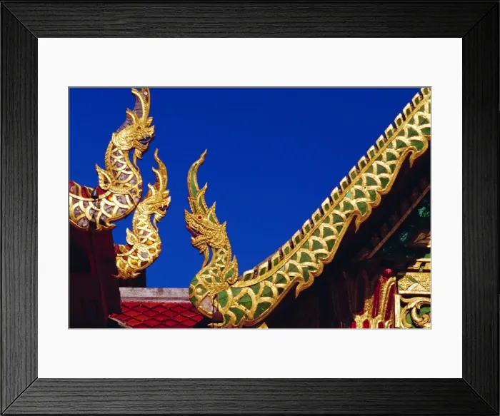 Framed Print : Nagas (sacred snakes) decoration on temple roof Framed Print : Nagas (sacred snakes) decoration on temple roof