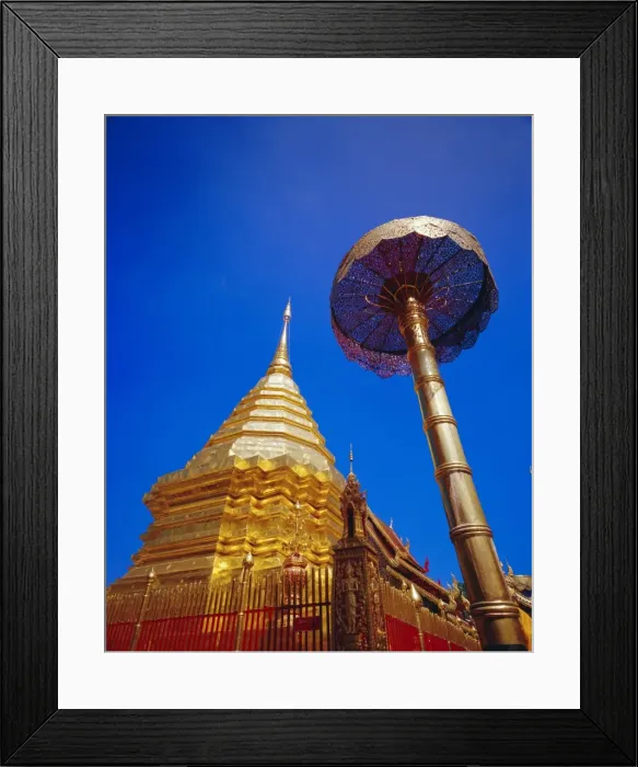 Framed Print : Copper plated Chedi and five tiered golden umbrella Framed Print : Copper plated Chedi and five tiered golden umbrella
