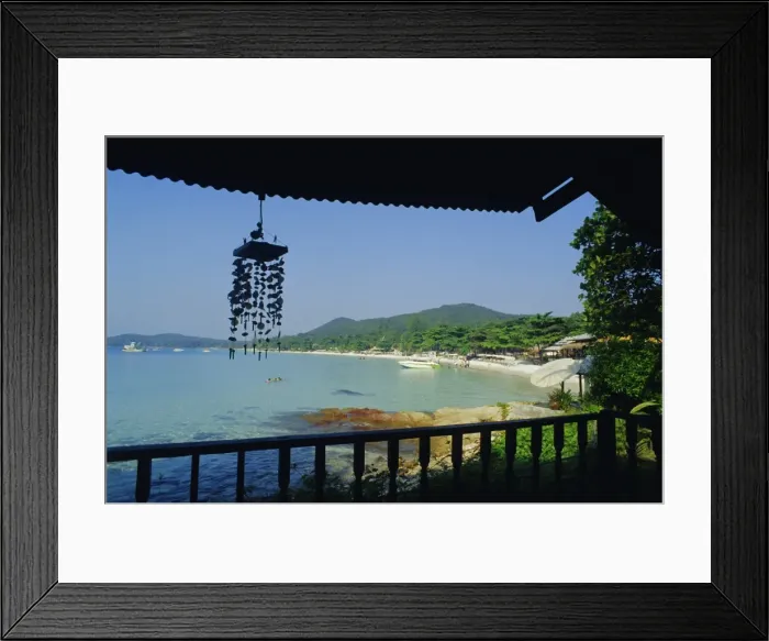 Framed Print : Beach view from bungalow at Laem Yai Hut Home Framed Print : Beach view from bungalow at Laem Yai Hut Home