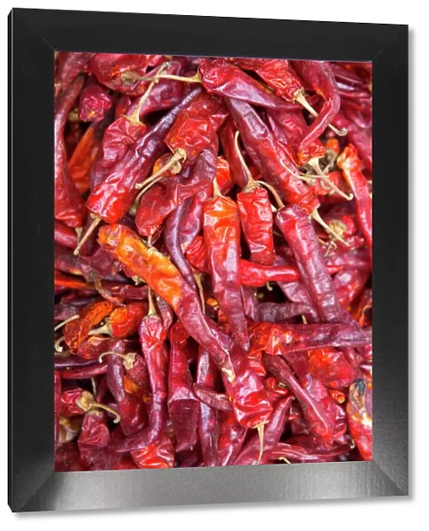Chilli peppers in the market, Monywa, Sagaing, Myanmar, Southeast Asia