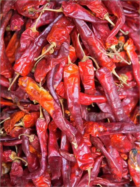 Chilli peppers in the market, Monywa, Sagaing, Myanmar, Southeast Asia
