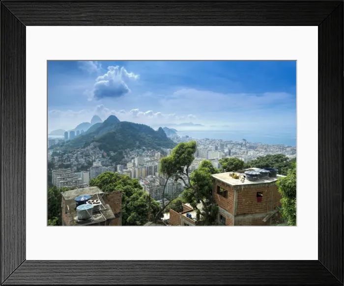 Framed Print : Rio de Janeiro from Cabritos favela in Copacabana, Moro Sao Joao and Sugar Loaf in the foreground Framed Print : Rio de Janeiro from Cabritos favela in Copacabana, Moro Sao Joao and Sugar Loaf in the foreground