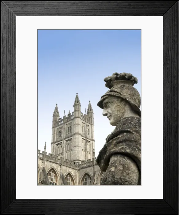 Framed Print : Bath Abbey and a Roman statue in the Roman Baths, Bath, UNESCO World Heritage Site Framed Print : Bath Abbey and a Roman statue in the Roman Baths, Bath, UNESCO World Heritage Site