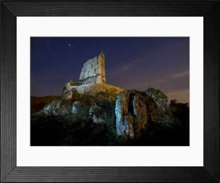 Framed Print : View of rocks and Mirow Castle ruins illuminated at night, Polish Jura, Poland, Europe Framed Print : View of rocks and Mirow Castle ruins illuminated at night, Polish Jura, Poland, Europe