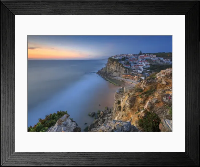 Framed Print : The soft colors of twilight frame the ocean and the village of Azenhas do Mar, Sintra Framed Print : The soft colors of twilight frame the ocean and the village of Azenhas do Mar, Sintra