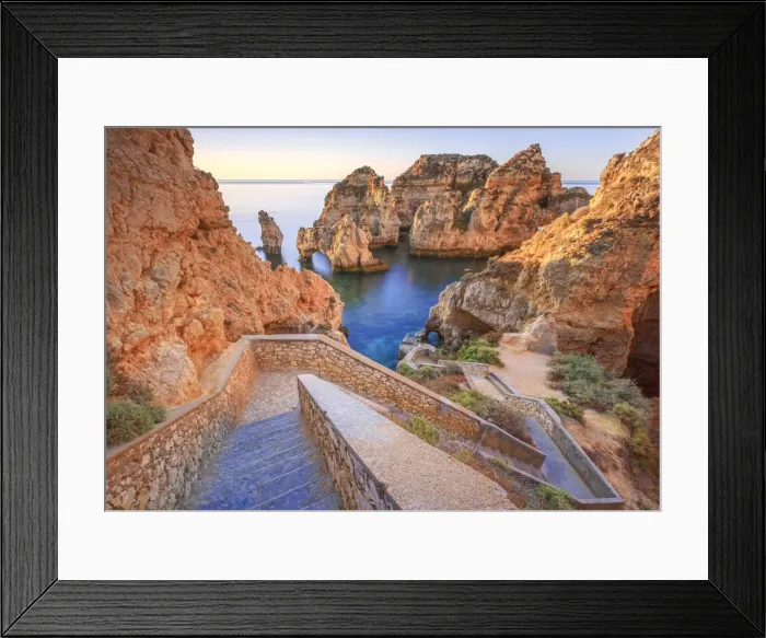Framed Print : Soft colors of dawn on the red cliffs of Ponta Da Piedade, Lagos, Algarve, Portugal Framed Print : Soft colors of dawn on the red cliffs of Ponta Da Piedade, Lagos, Algarve, Portugal