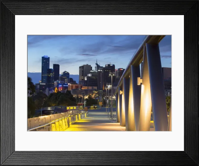 Framed Print : Skyline from William Barak Bridge at dusk, Melbourne, Victoria, Australia, Pacific Framed Print : Skyline from William Barak Bridge at dusk, Melbourne, Victoria, Australia, Pacific