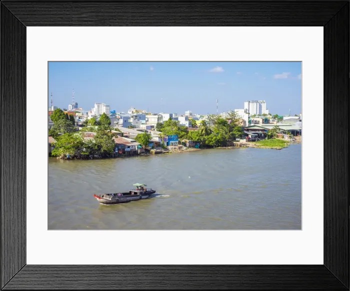 Framed Print : The city of Can Tho on the Can Tho river, a branch of the Mekong River, Mekong Delta