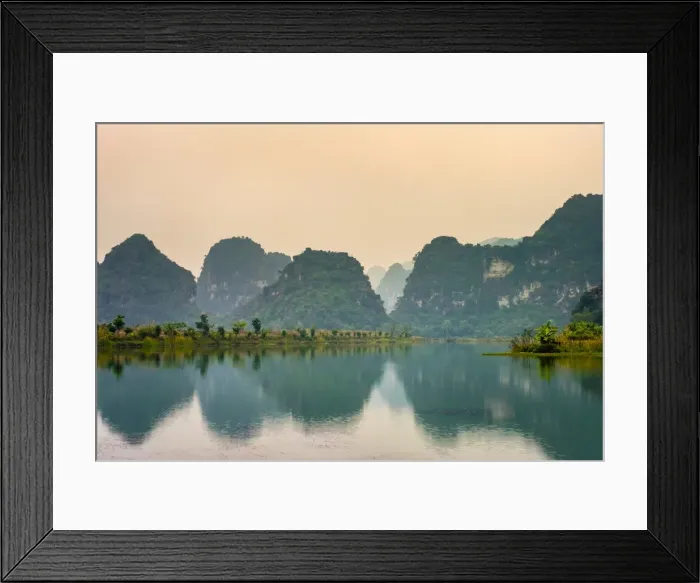 Framed Print : Karst mountain landscape at sunset, Ninh Xuan, Hoa Lu District, Ninh Binh Province Framed Print : Karst mountain landscape at sunset, Ninh Xuan, Hoa Lu District, Ninh Binh Province