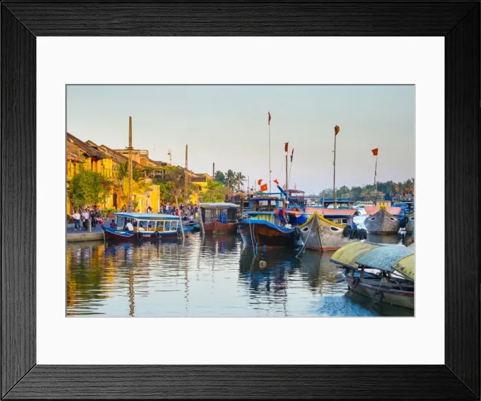 Framed Print : Boats on the Thu Bon River at sunset, Hoi An, Quang Nam Province, Vietnam, Indochina Framed Print : Boats on the Thu Bon River at sunset, Hoi An, Quang Nam Province, Vietnam, Indochina