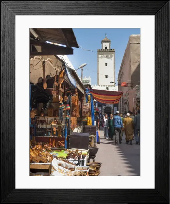 Framed Print : Grand Mosque and street scene in the Medina, Essaouira, Morocco, North Africa, Africa Framed Print : Grand Mosque and street scene in the Medina, Essaouira, Morocco, North Africa, Africa