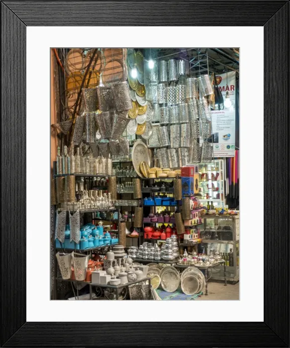 Framed Print : Shop in the Medina souk, Marrakech, Morocco, North Africa, Africa Framed Print : Shop in the Medina souk, Marrakech, Morocco, North Africa, Africa