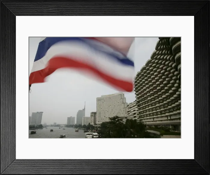 Framed Print : Thai flag and Shangri-La Hotel on the right beside Framed Print : Thai flag and Shangri-La Hotel on the right beside