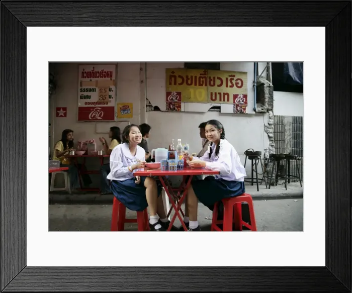 Framed Print : School girls at lunch break Framed Print : School girls at lunch break